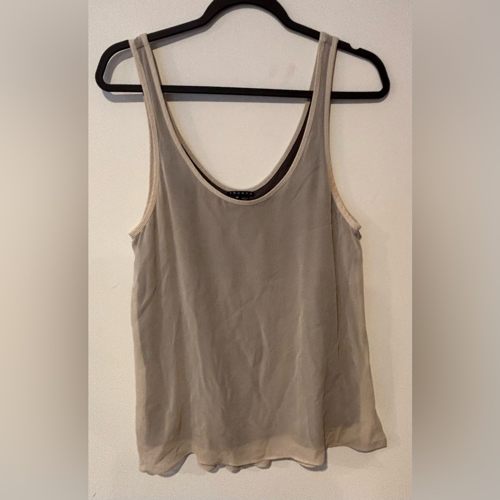 Theory Taupe Double-Layer Silk-Cami Tank